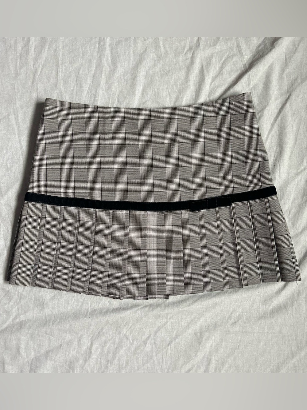 vintage 90s grey wool pleated mini skirt